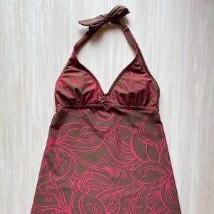 Athleta Pink and Brown Floral Swim Dress